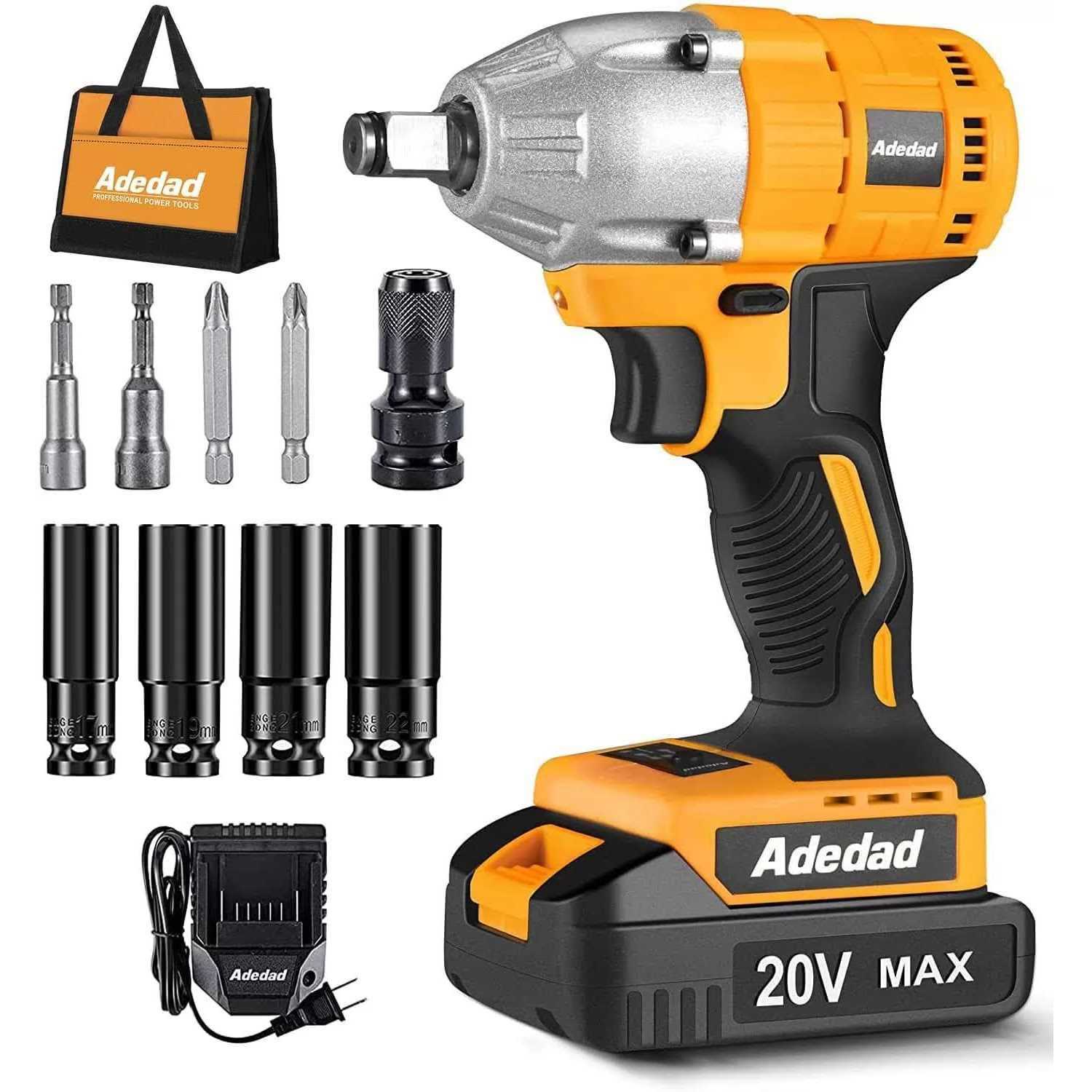 Adedad Cordless Impact Wrench 1/2 inch, 20V Brushless Impact Gun with Battery and Charger - Cheap Fitting