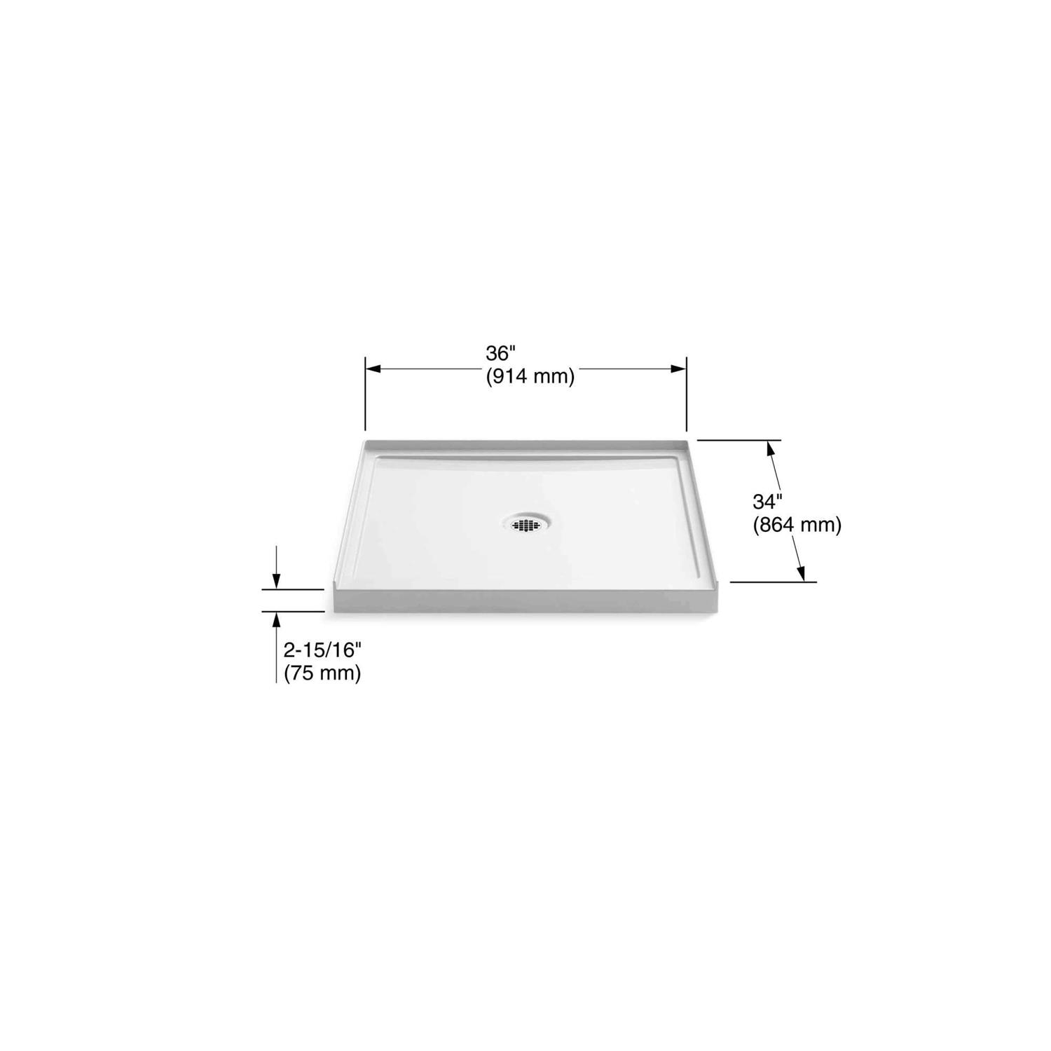 Kohler Rely 36 x 34 Single-threshold Shower Base with Center Drain - Cheap Fitting