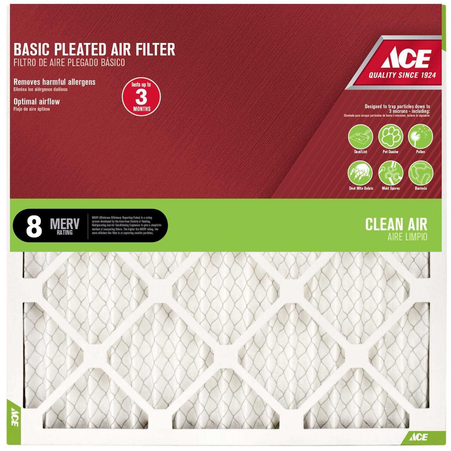 Ace H x 1 in. D 8 MERV Pleated Air Filter - Cheap Fitting