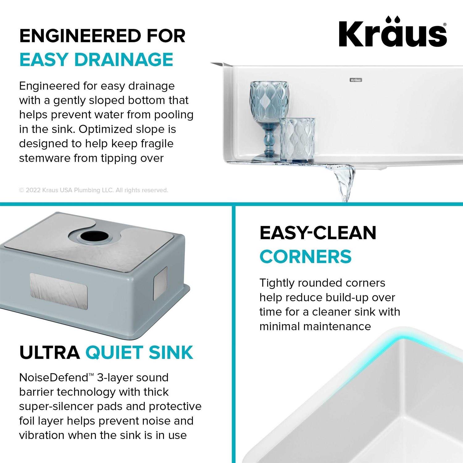 KRAUS 32 Pintura Undermount Porcelain Enameled Steel Single Bowl Kitchen Sink KE1US32GWH - Cheap Fitting