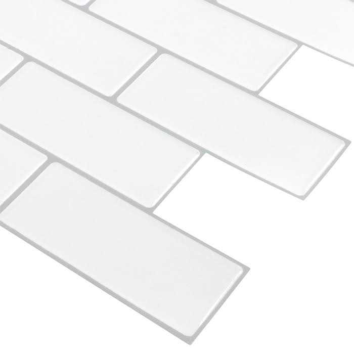 Peel&Stick Mosaics White Subway 10-in x 10-in Glossy Composite Linear Subway Peel and Stick Wall Tile PS122PEEL1010 - Cheap Fitting