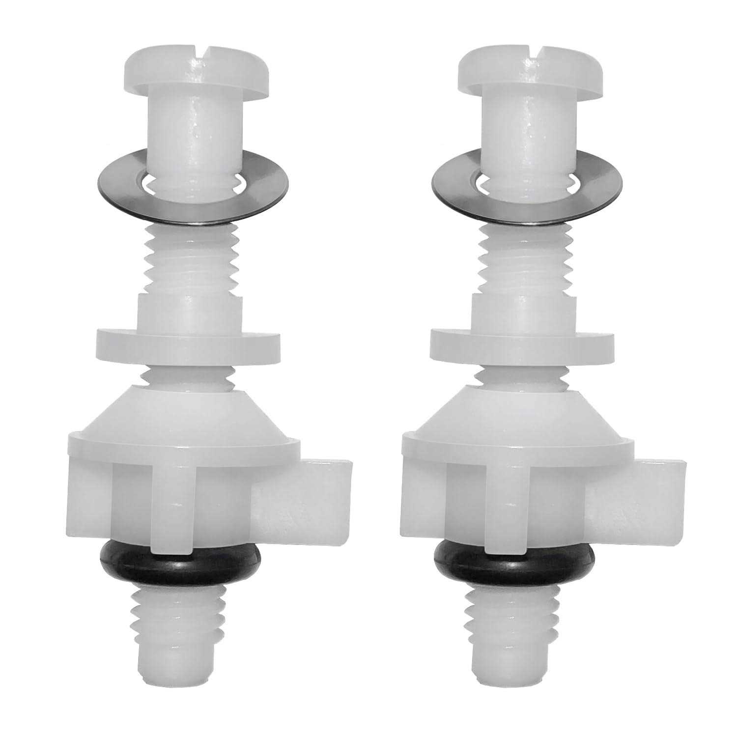 2 Pack Universal White Plastic Toilet Seat Screws Replacement, Toilet Seat Hinges Bolts and Nuts for Top Mount Toilet lid Fastener Parts Kit - Cheap Fitting
