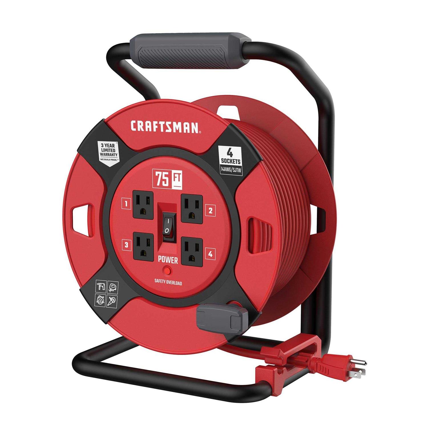 CRAFTSMAN Heavy Duty Retractable Extension Cord with 4 Outlets CMXCRPA - Cheap Fitting
