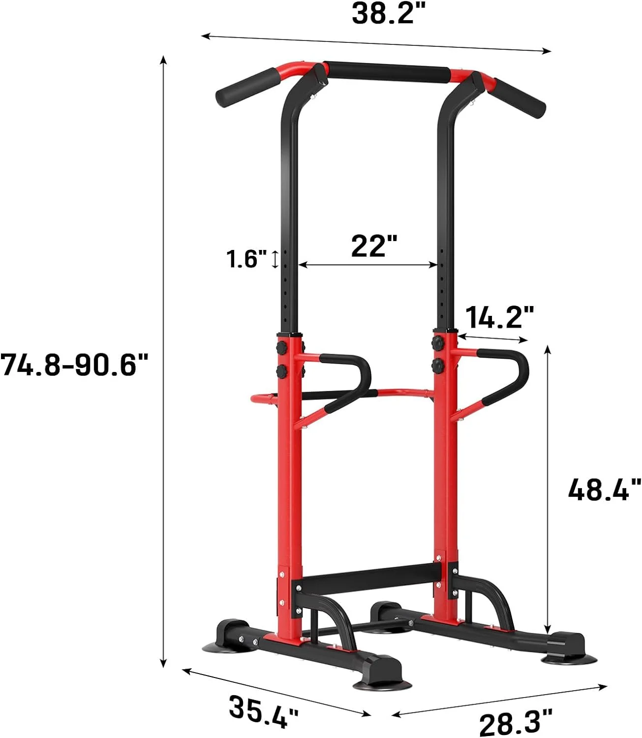 SOGES Height Adjustable Power Tower Dip Stands Pull up Bar Strength Training for Home Gym Black - Cheap Fitting