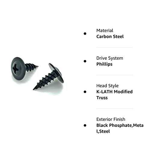 BCP Fasteners 100 Qty #8 x 1/2 Black Phillips Modified Truss Head Wood Screws - Cheap Fitting