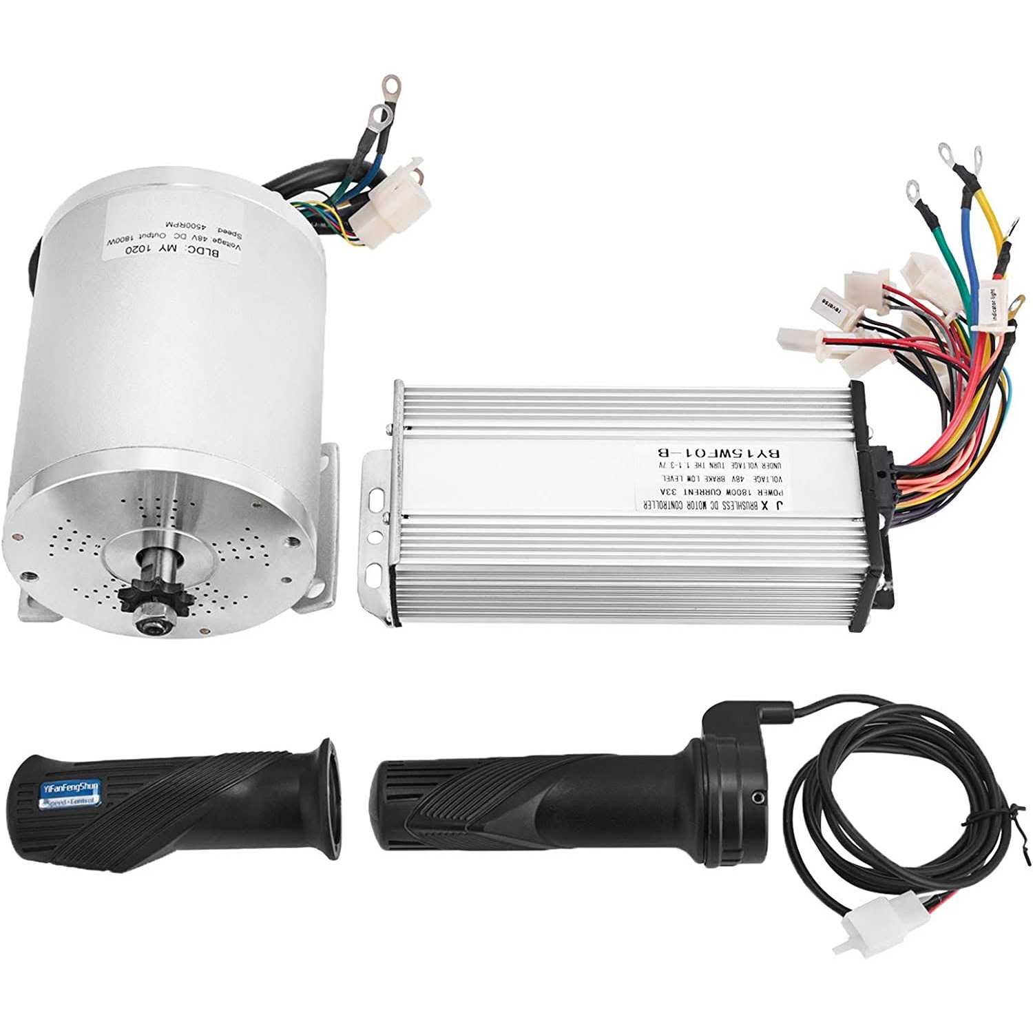 Mophorn 1800W Electric Brushless DC Motor Kit 48V 4500rpm Brushless Motor with 32A Speed Controller and Throttle Grip Kit for Go Karts E-Bike - Cheap Fitting