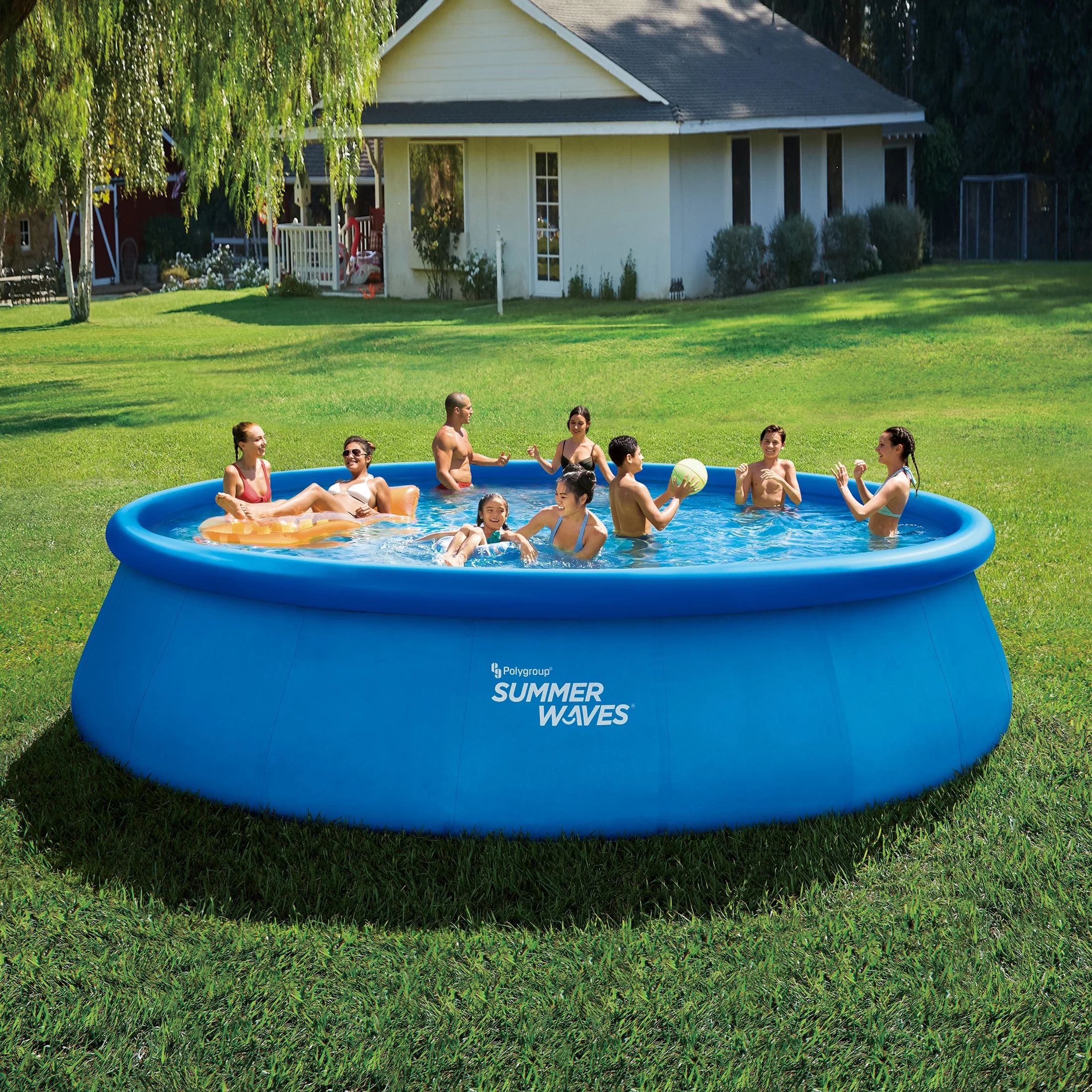 Summer Waves 18 ft Quick Set Above Ground Pool, Round, Blue, Ages 6+, Unisex - Cheap Fitting