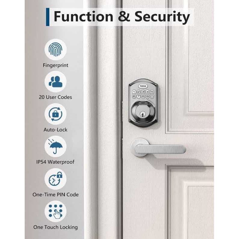 TEEHO TE002 Fingerprint Door Lock Keyless Entry Door Lock with Keypad - Cheap Fitting