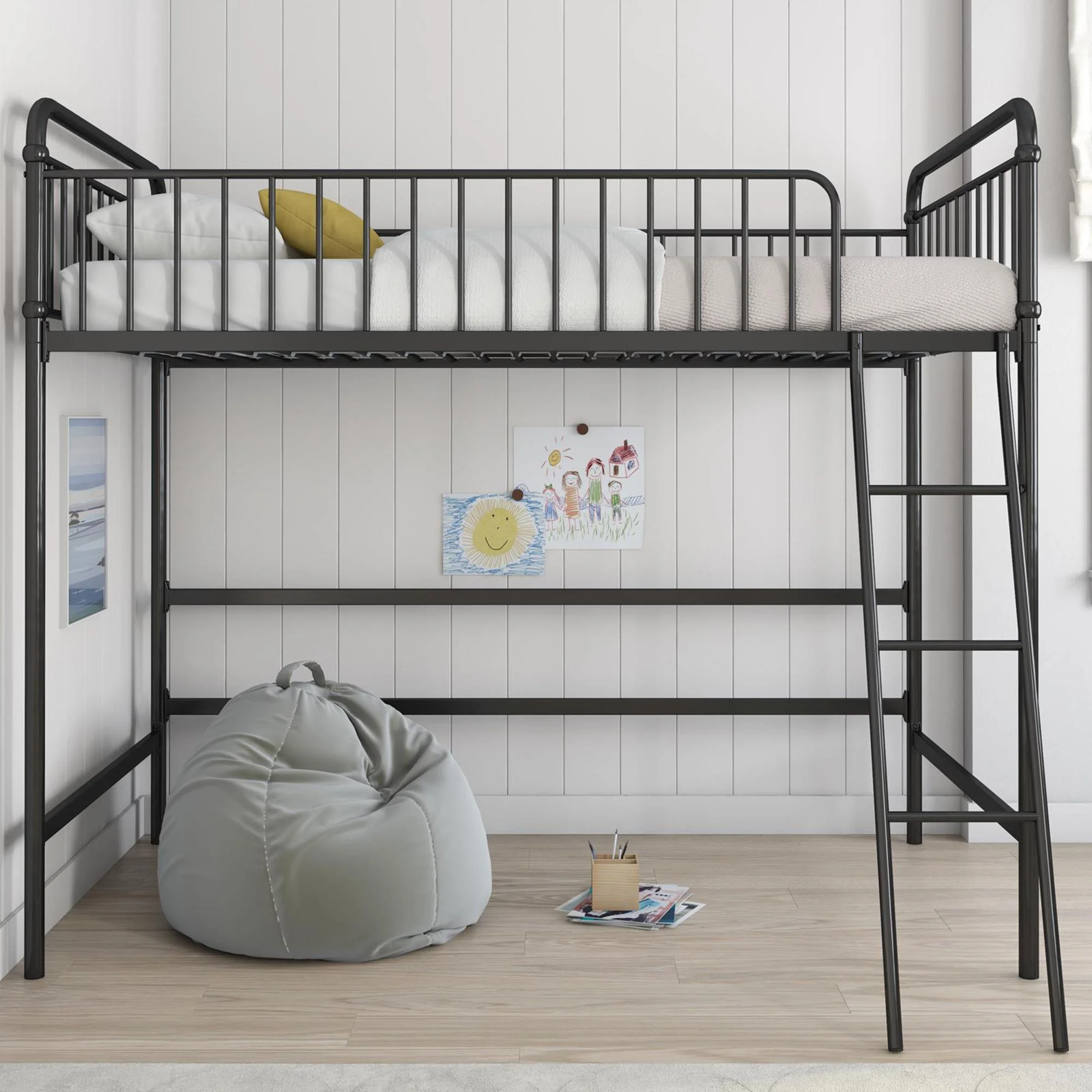 Better Homes & Gardens Kelsey Twin Metal Loft Bed, Black - Cheap Fitting