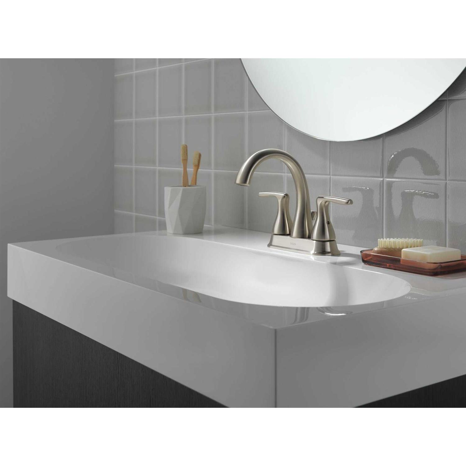 Delta Foundations 2-Handle 4-in Centerset WaterSense Bathroom Sink Faucet with Drain - Cheap Fitting