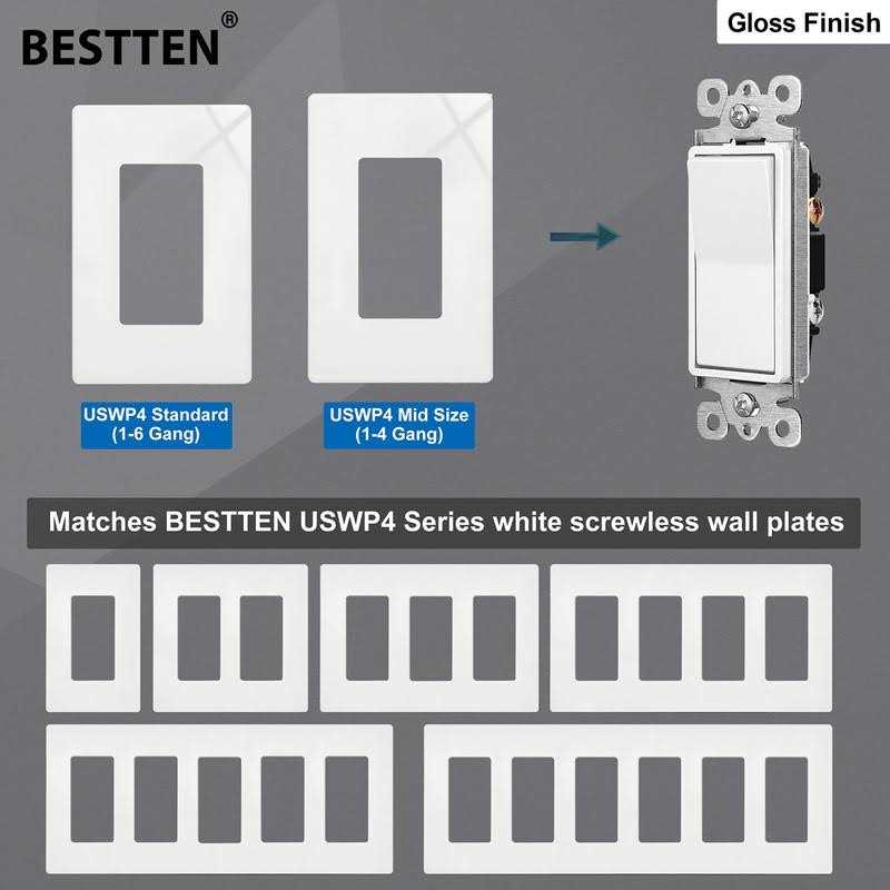 BESTTEN Single Pole Decorator Wall Light Switch with Wallplate, 15A 120/277V, On/Off Rocker Paddle Interrupter for LED and Other Lamps - Cheap Fitting