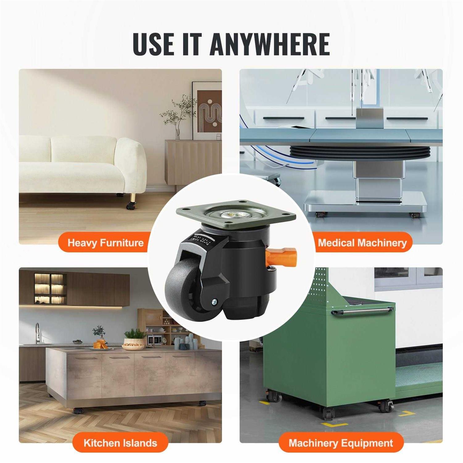 VEVOR Leveling Casters Set of 4 1100 lbs Total Load Capacity 2 inches - Cheap Fitting