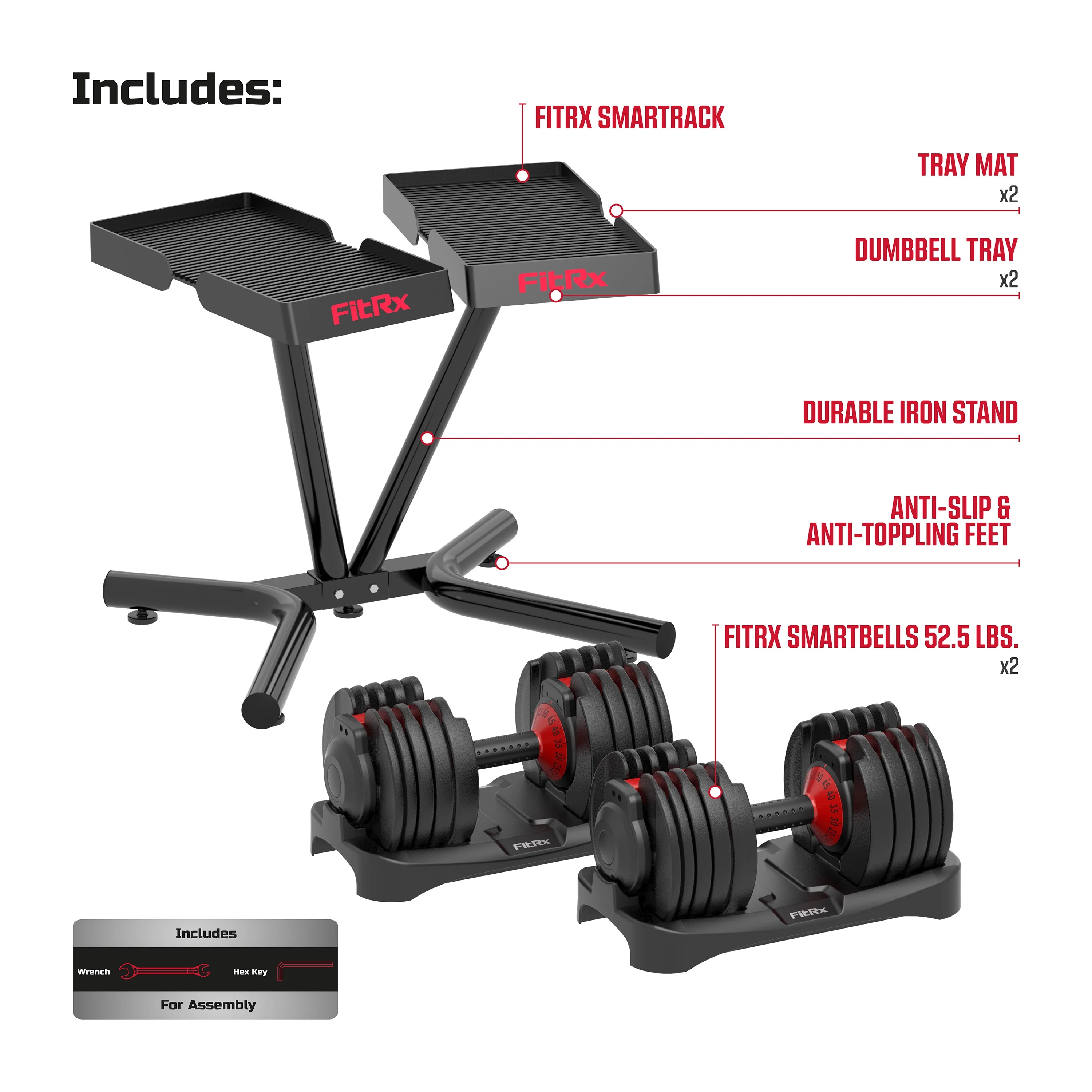 FitRx SmartBell, Quick-Select Adjustable Dumbbell, 5-52.5 lbs. Weight, Black, Single - Cheap Fitting