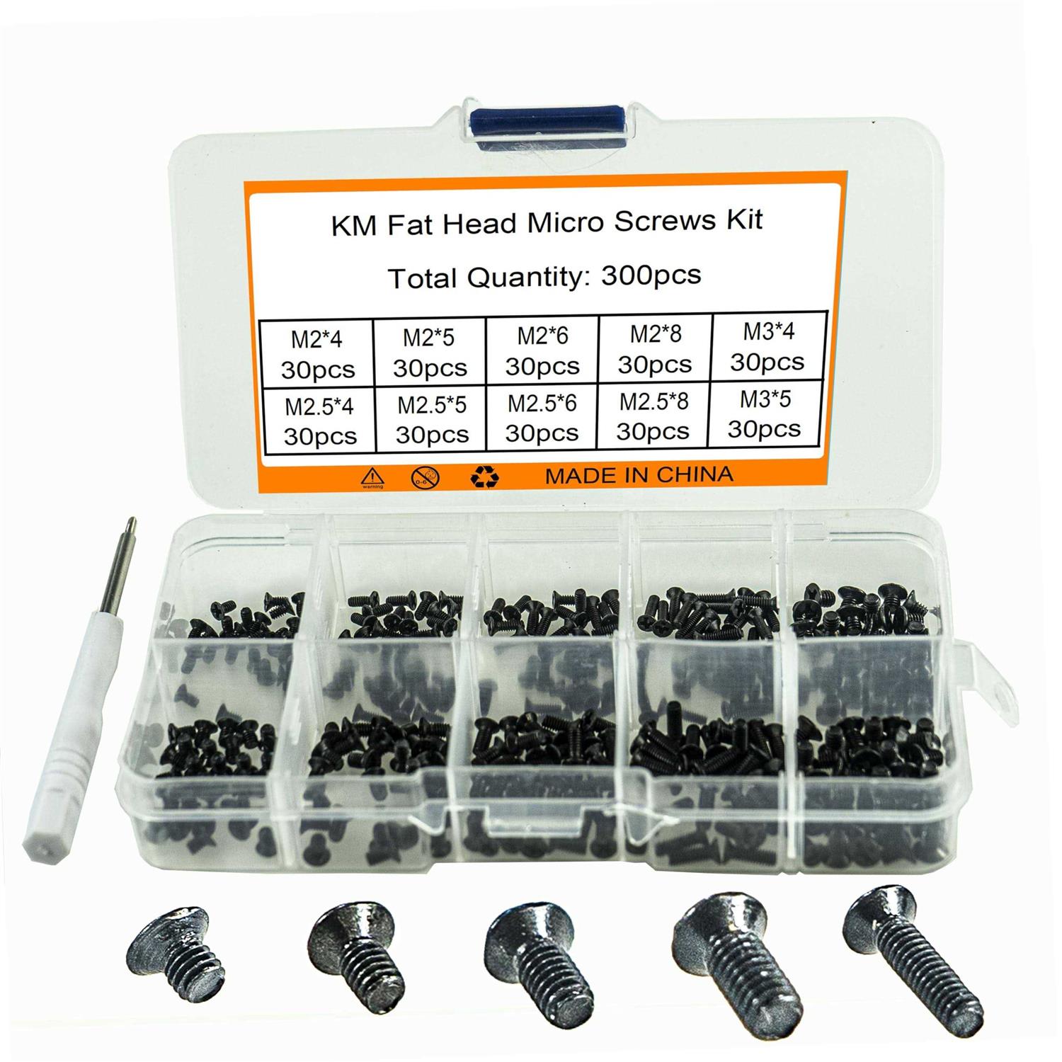 CHIPEL 300 PCS Black Laptop Notebook Compute Replacement Screws Kit 10sizes M2 /M2.5 / M3 Cross Head - Cheap Fitting