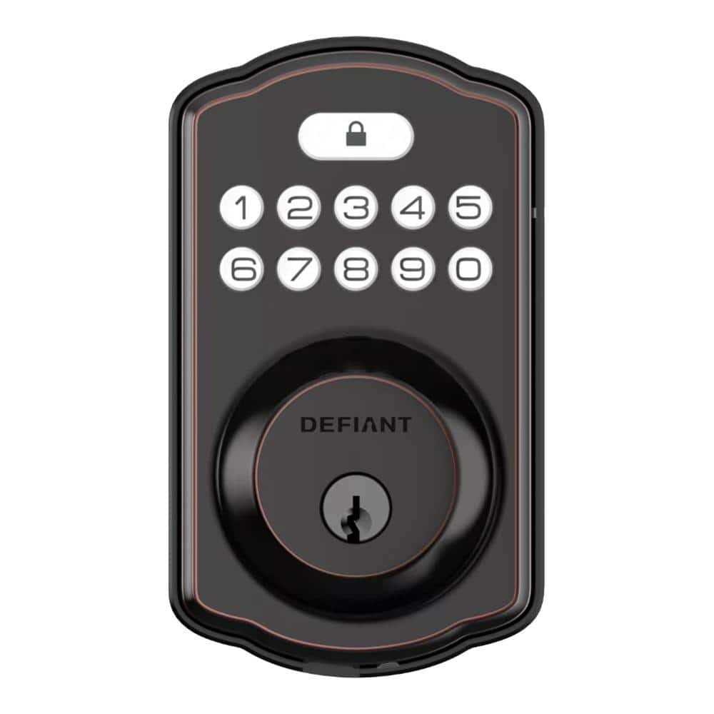 Defiant Single Cylinder Castle Electronic Keypad Deadbolt Aged Bronze - Cheap Fitting