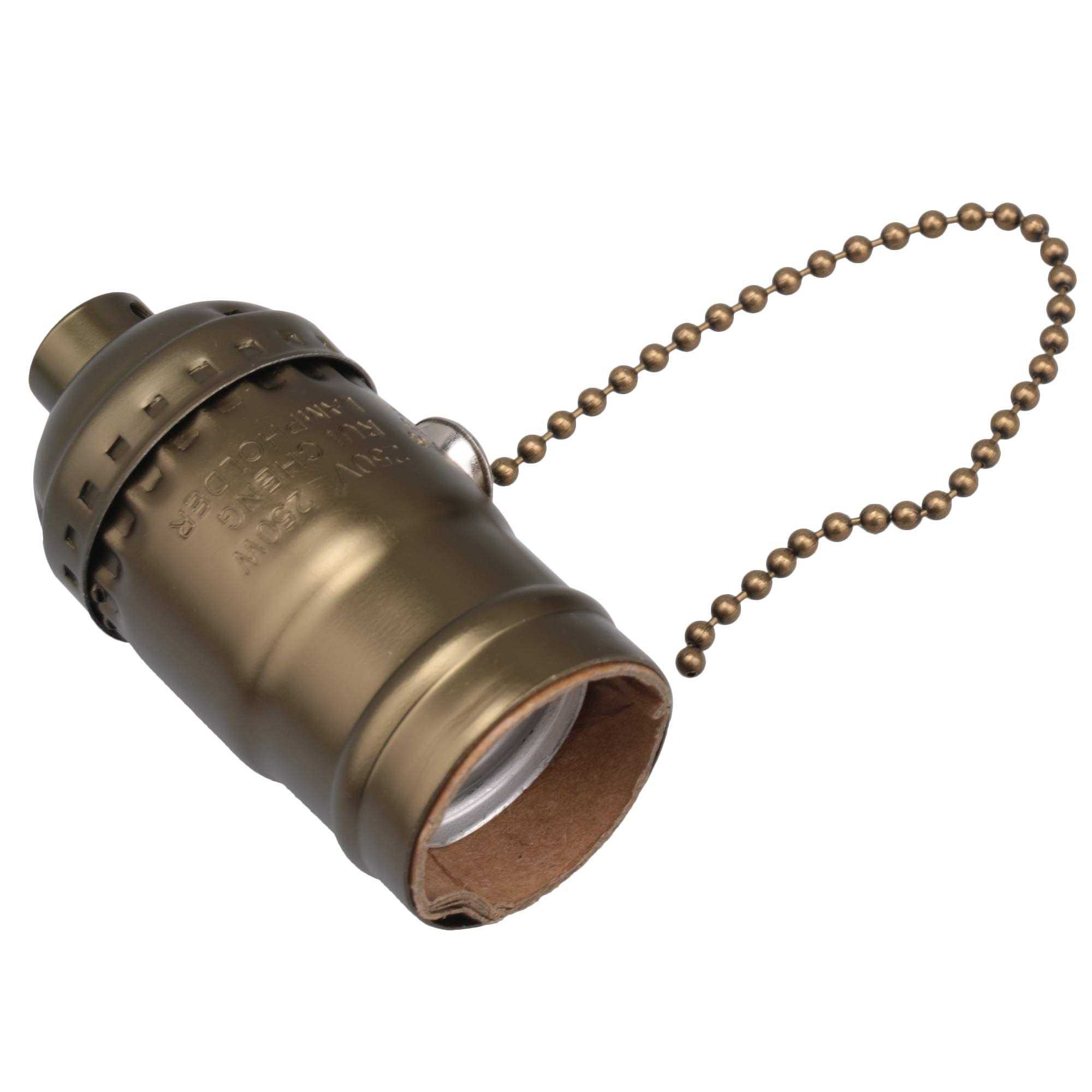 RDEXP Bronze Retro AC 110-240V E27 Light Bulb Pendant Holder Socket Switch with Pull Chain - Cheap Fitting