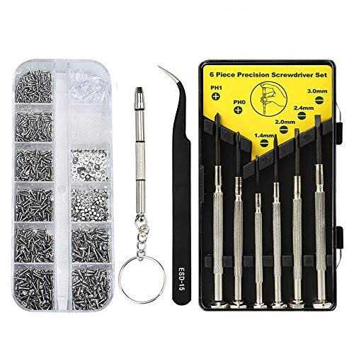 Kingsdun Eyeglass Repair Kit with 1100pcs Eyeglass Screws & Nose Pads Include 6pcs Phillips Flat Head Screwdriver Set & Curved Tip Tweezer - Cheap Fitting