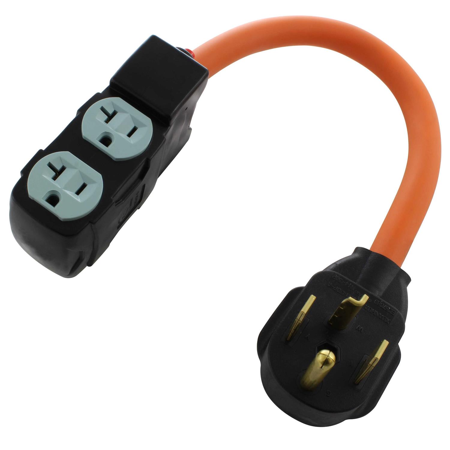 AC WORKS 1.5 ft. Adapter NEMA 14-30P 4-Prong Dryer Plug to Household Outlets with 24 Amp Breaker - Cheap Fitting