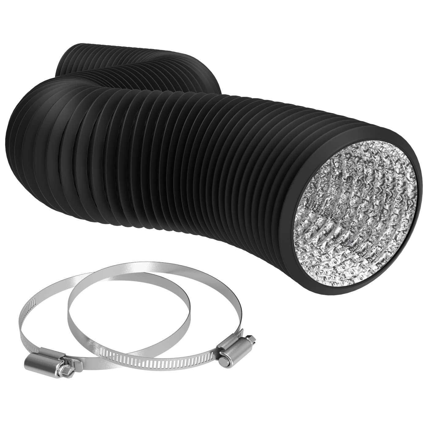 Terrabloom Flexible 8 Ducting Black Duct With 2 Clamps 4 Layer Hvac Ventilation Air Hose - Cheap Fitting