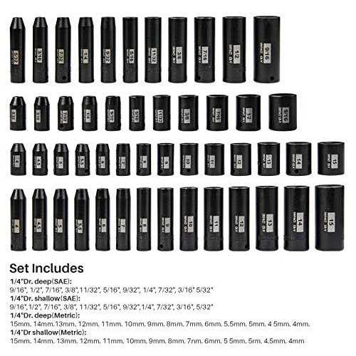 Seketman 50-piece 1/4 Inch Drive Deep And Shallow Impact Socket Set - Cheap Fitting