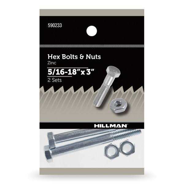 Hillman Hex Bolts and Nuts Grade 2 Steel - Cheap Fitting