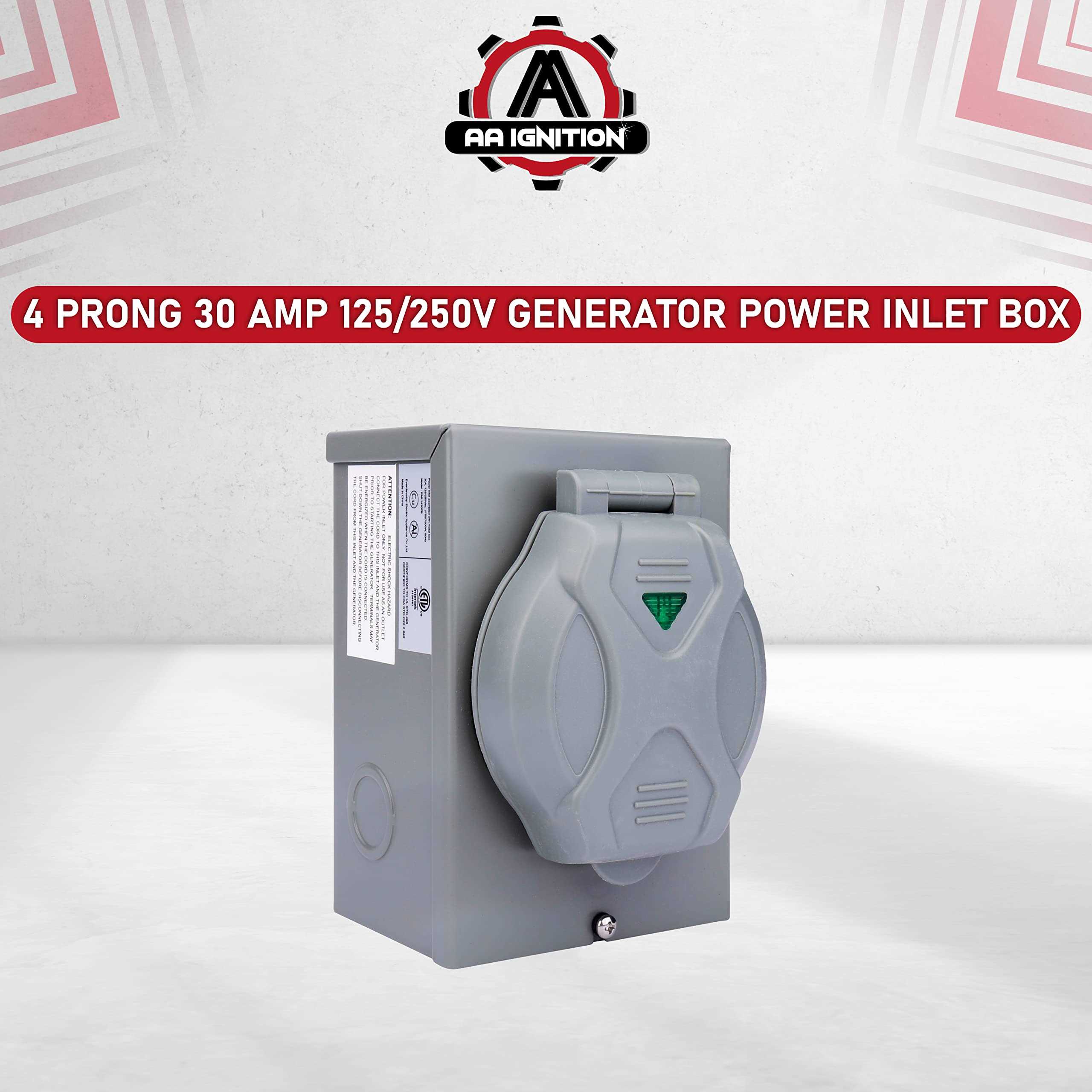 AA Ignition 4 Prong 30 Amp 125/250V Generator Power Inlet Box Pb30 Nema L14-30p Power Inlet Box - Cheap Fitting