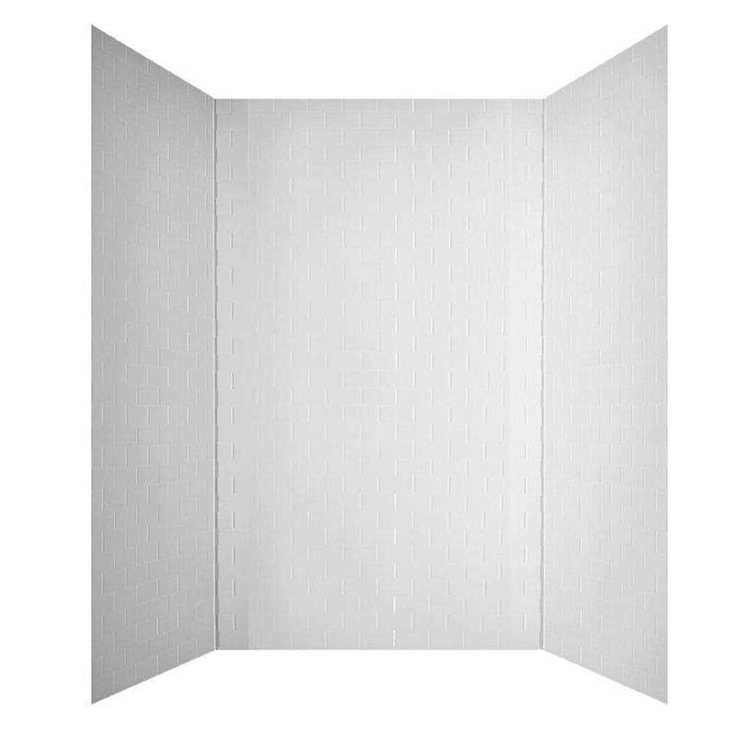 FromPlainToBeautifulInHours Subway Tile 60 inch L x 42 inch W x 96 inch H PVC Glue-up Tub and Shower Wall Panels Surround in Gloss - Cheap Fitting