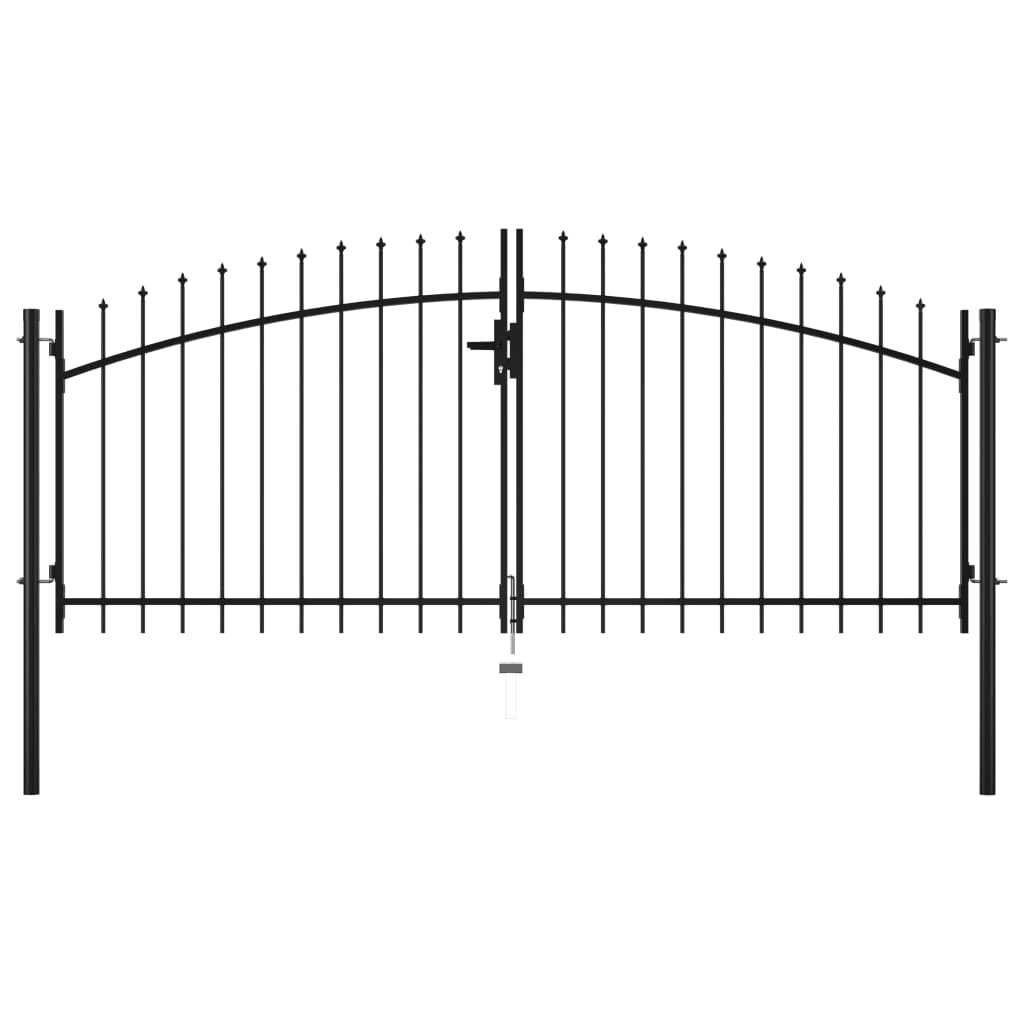vidaXL Double Door Fence Gate with Spear Top - Cheap Fitting