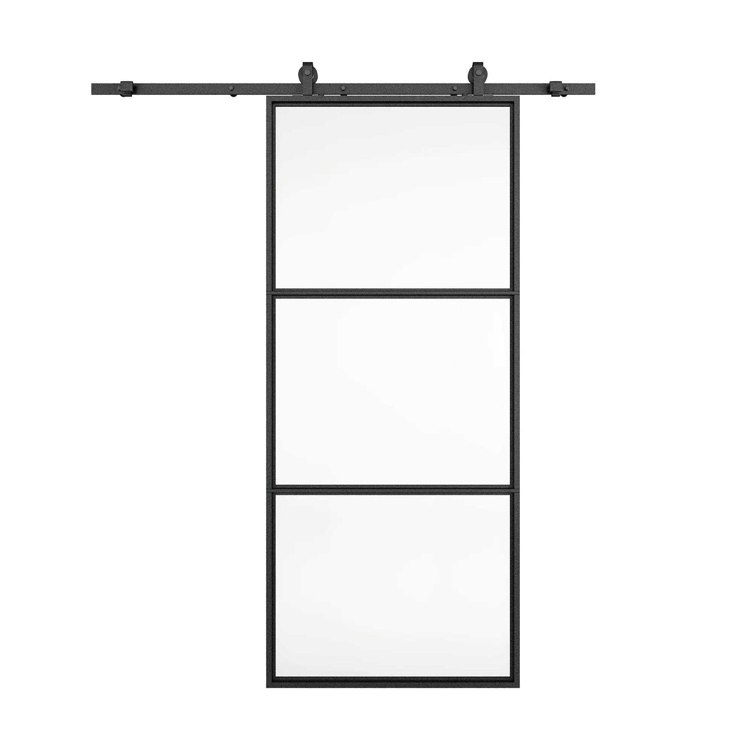 Glass Barn Door with Installation Hardware Kit Calhome - Cheap Fitting