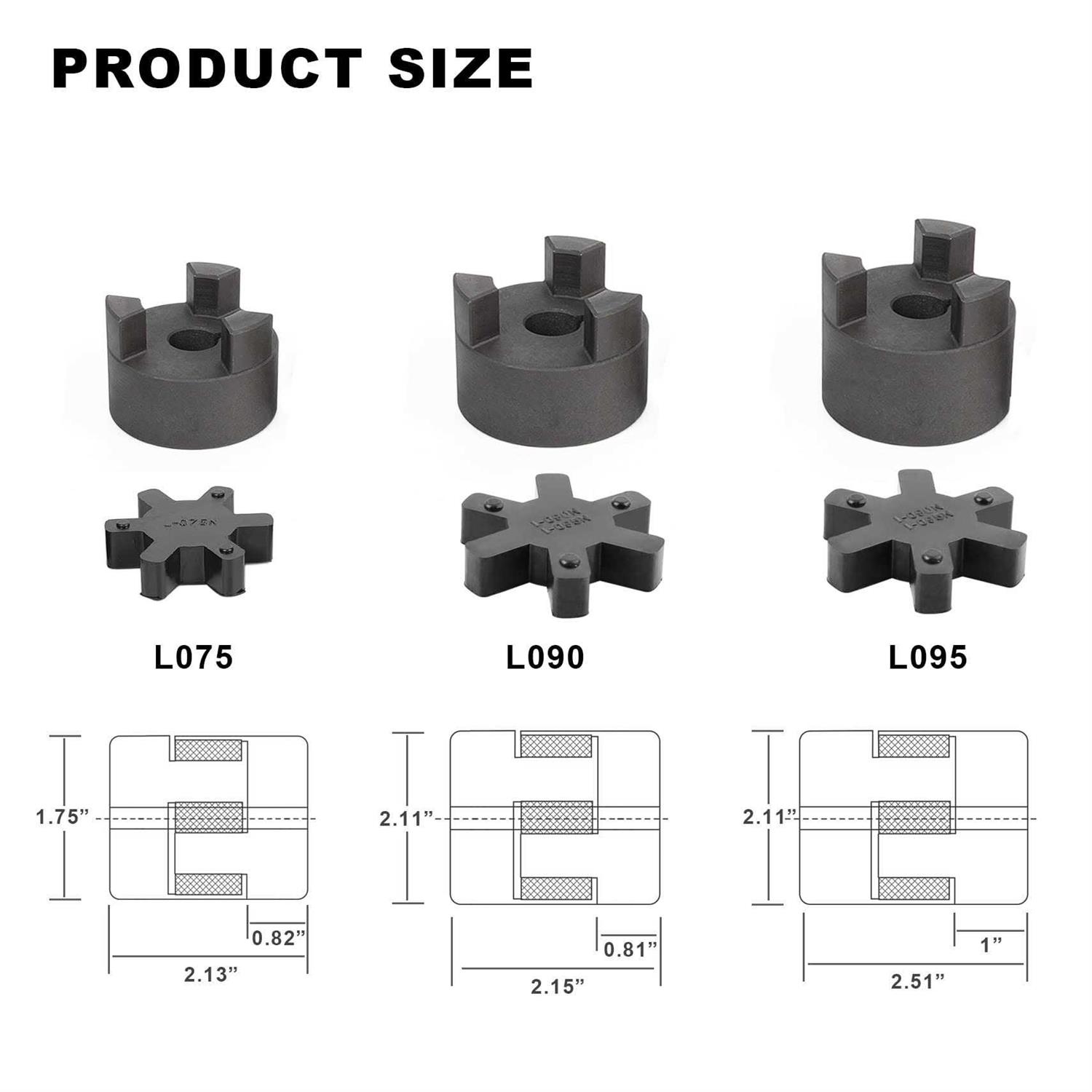 1/2 to 7/8 L075 Flexible 3-Piece L-Jaw Coupling Set & Buna-N NBR Rubber Spider - Cheap Fitting