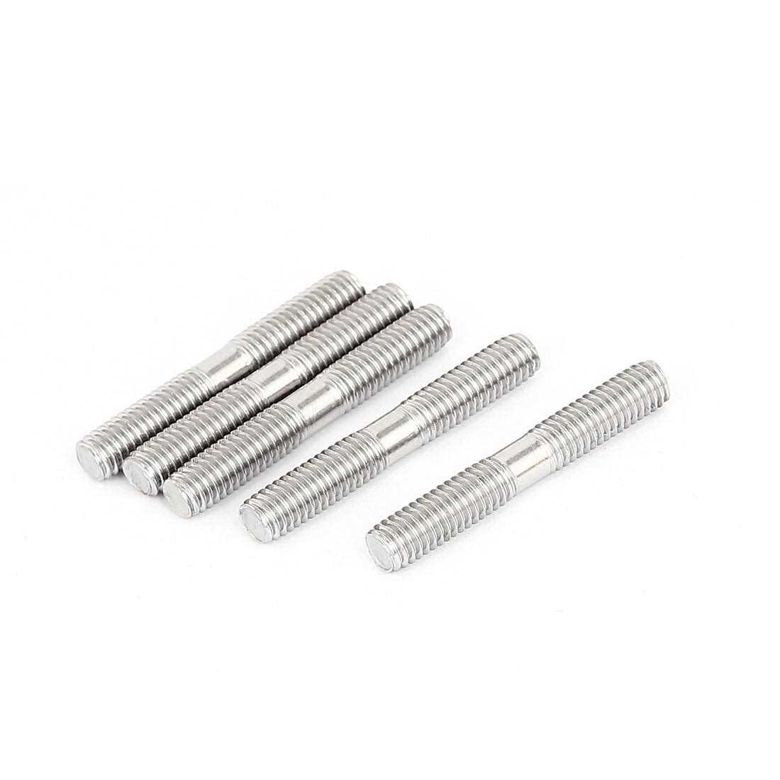 uxcell M6x40mm 304 Stainless Steel Double End Threaded Stud Screw Bolt 5Pcs - Cheap Fitting