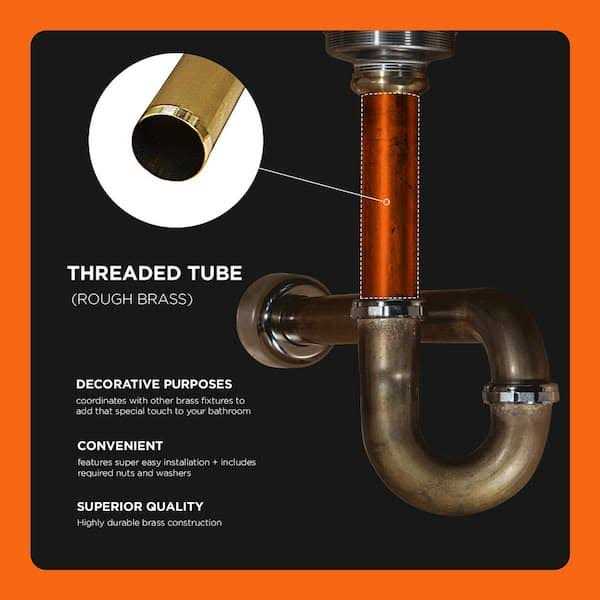 The Plumber’s Choice 1-1/2 in. x 12 in. Brass Threaded Tube for Tubular Drain Applications - Cheap Fitting