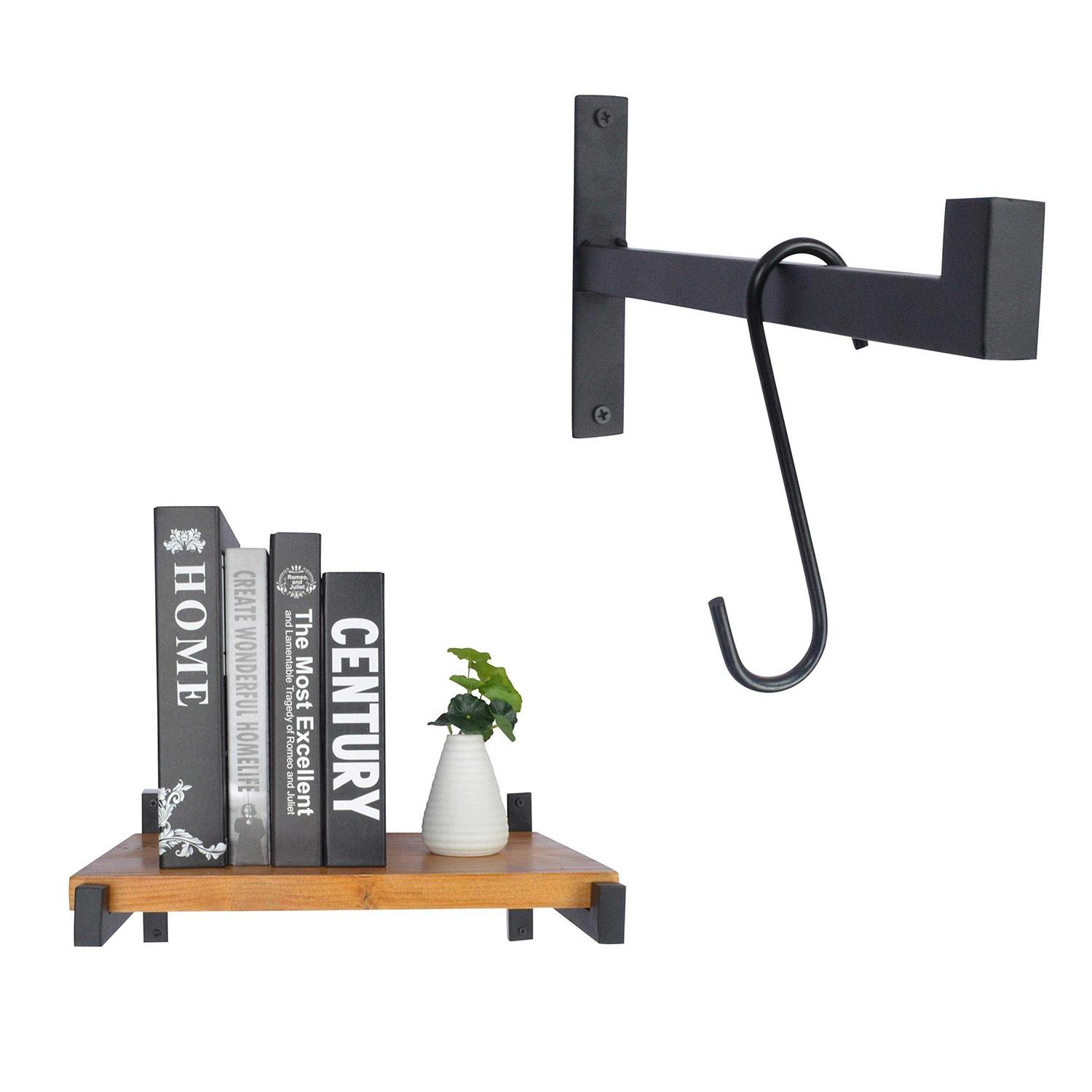 OVOV 2 Pcs Steel Heavy Duty Shelf Brackets Wall Mounted Industrial Metal Shelf Supports Matte - Cheap Fitting