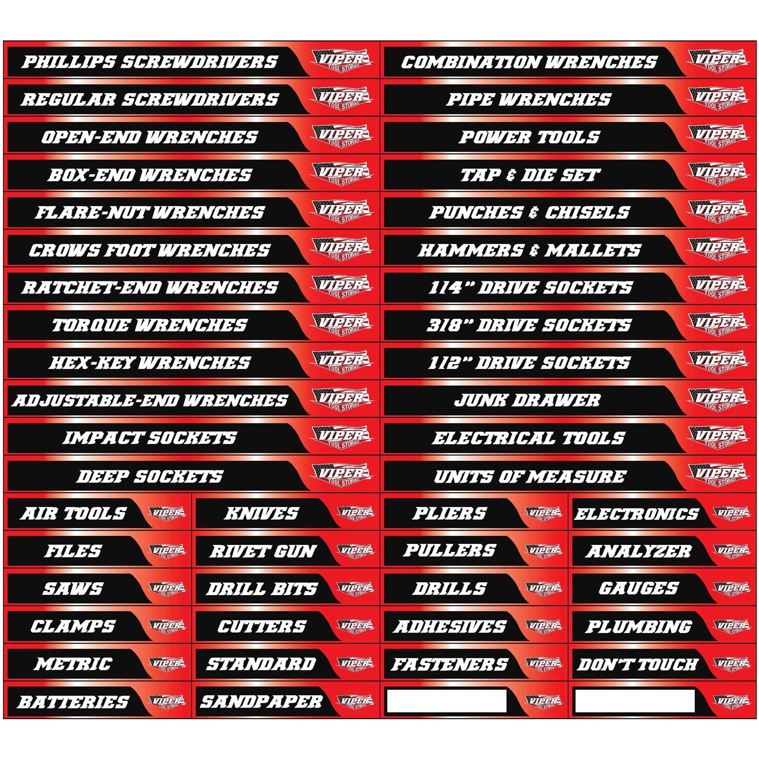 Viper Tool Storage Magnetic Toolbox Drawer Labels - Cheap Fitting