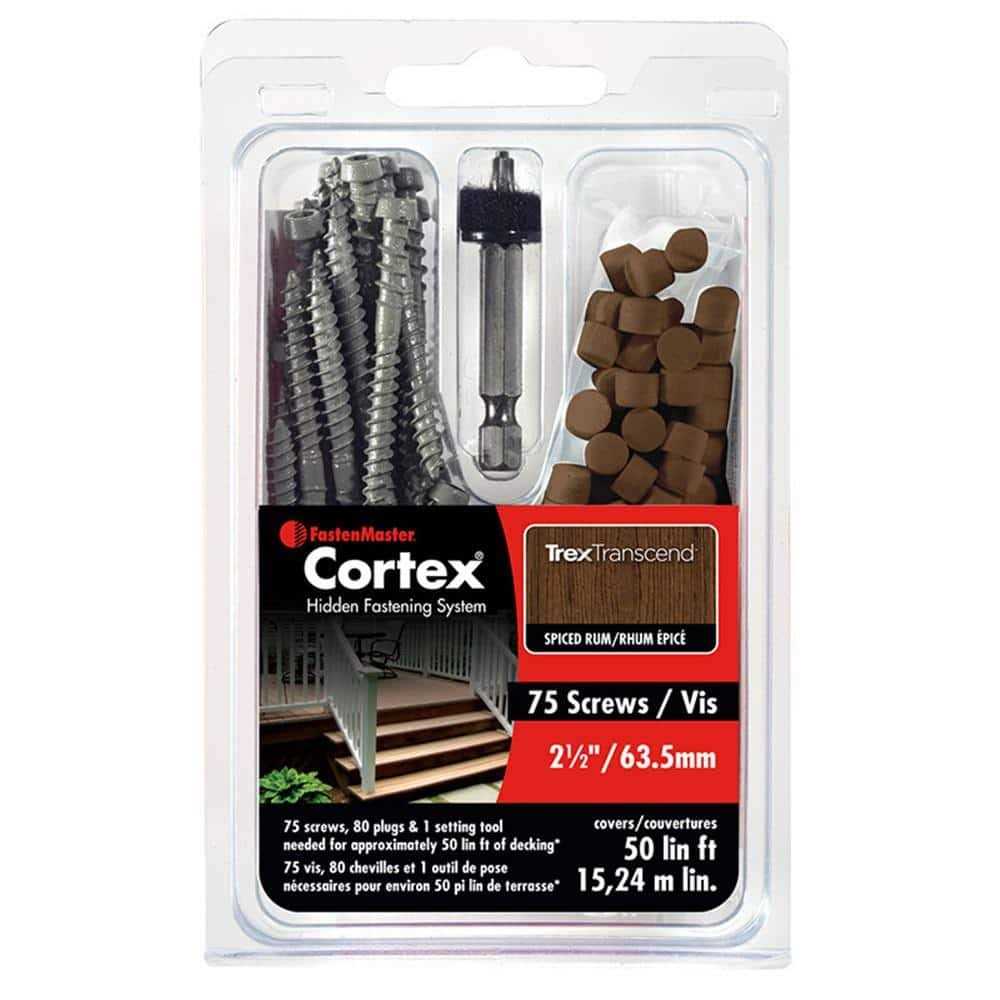FastenMaster Cortex Hidden Fastening System for Trex Transcend Decking – 2-1/2 inch Cortex screws and plugs – Spiced Rum - Cheap Fitting