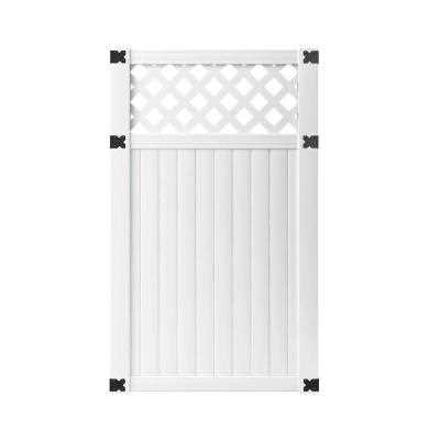 Outdoor Essentials PicketLock 6-ft H x 3.5-ft W White Vinyl Lattice-top Fence Gate Kit | 181972 - Cheap Fitting