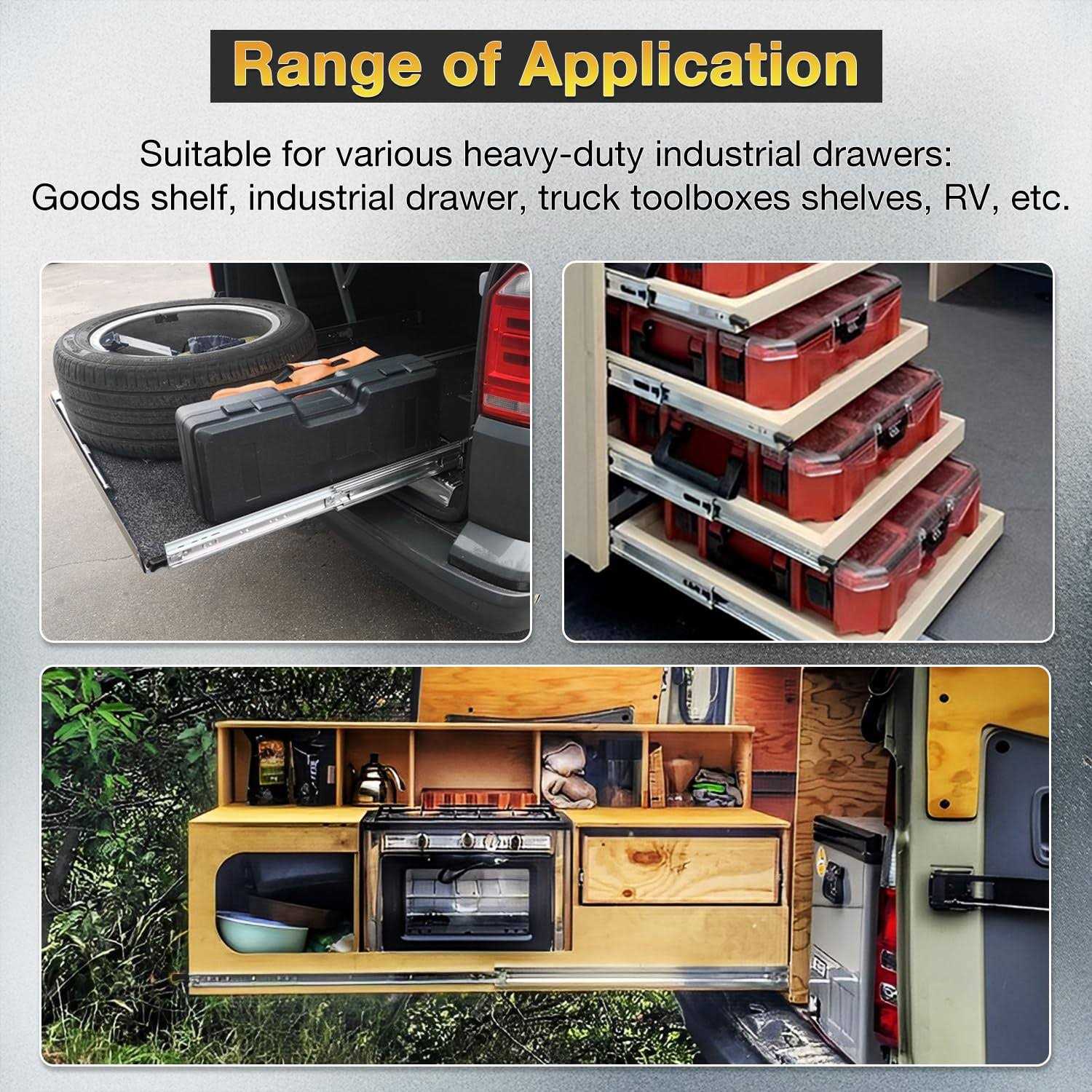 YENUO Heavy Duty Drawer Slides Full Extension Side Mount 14 16 18 20 22 24 26 28 30 32 34 36 40 Inch Metal Rails Track Guide Glides - Cheap Fitting