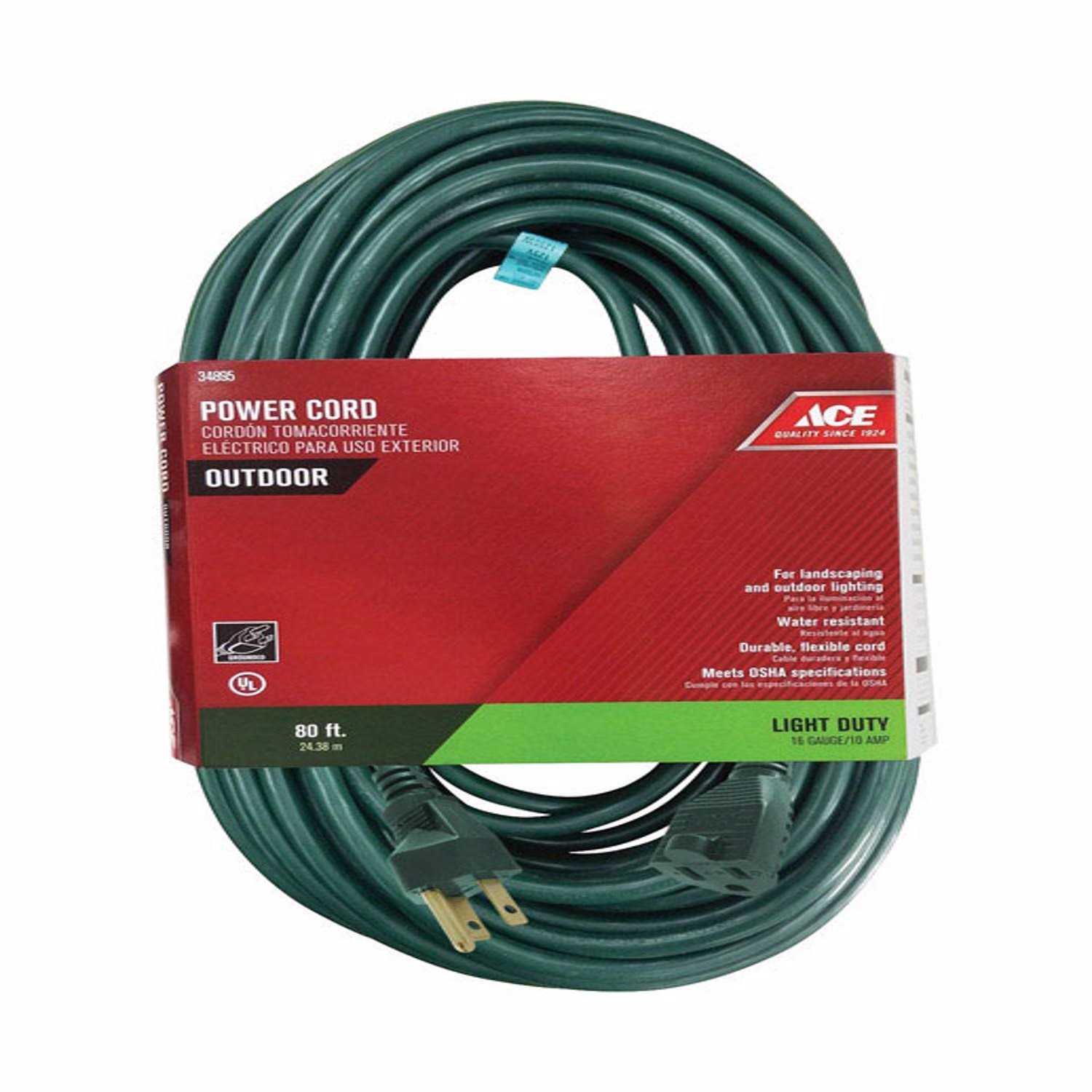 Ace Outdoor 80 ft. L Green Extension Cord 16/3 SJTW - Cheap Fitting
