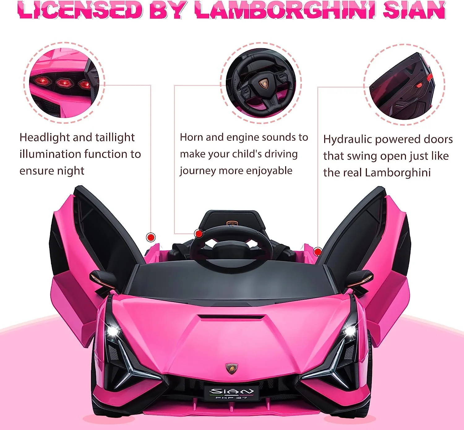 TOBBI 24V Lamborghini STO Licensed Kids Ride on Drift Car Gray Electric Car W/Remote Control LED Lights, up to 10 mph - Cheap Fitting