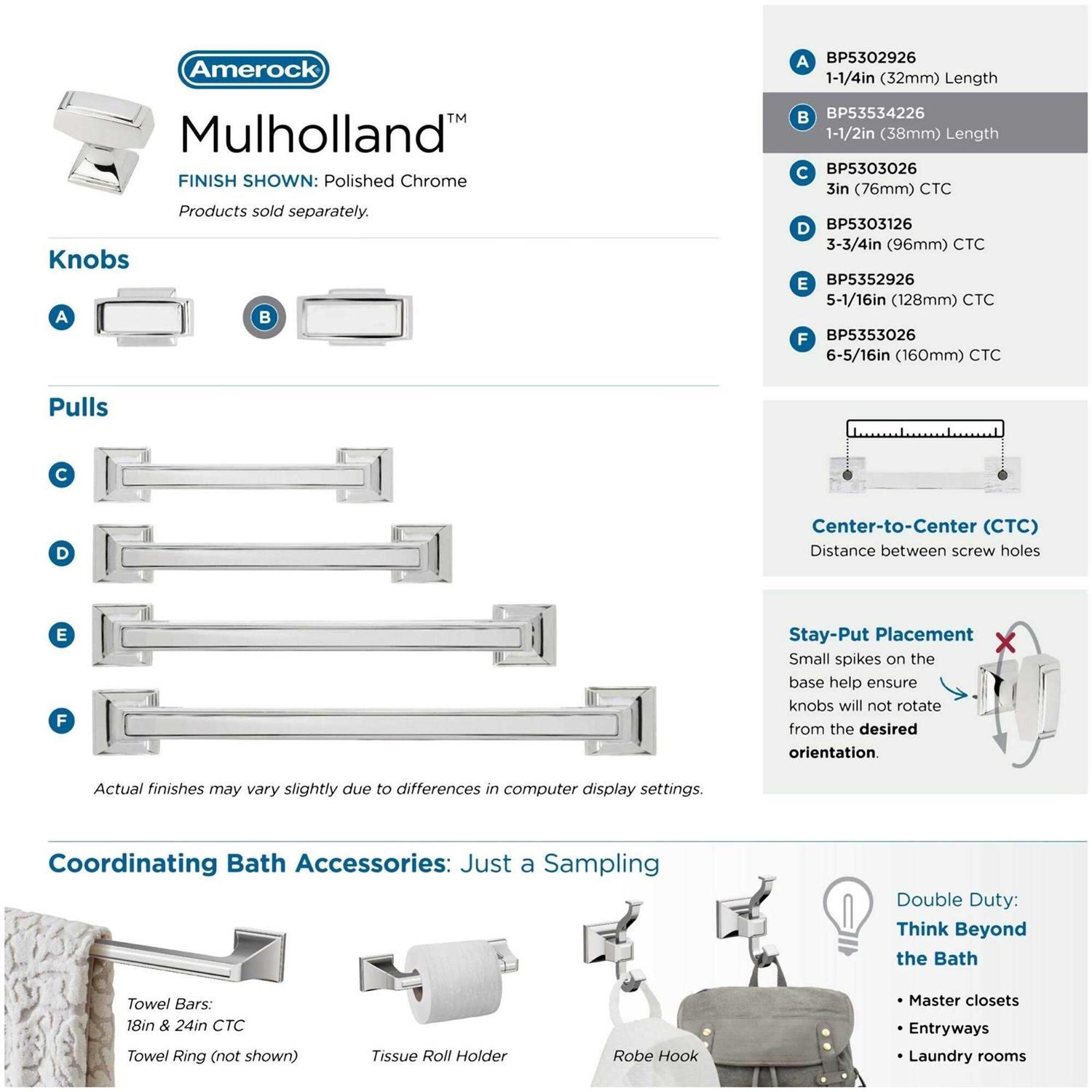 Amerock BP535342CZ Mulholland Cabinet Knob - Cheap Fitting