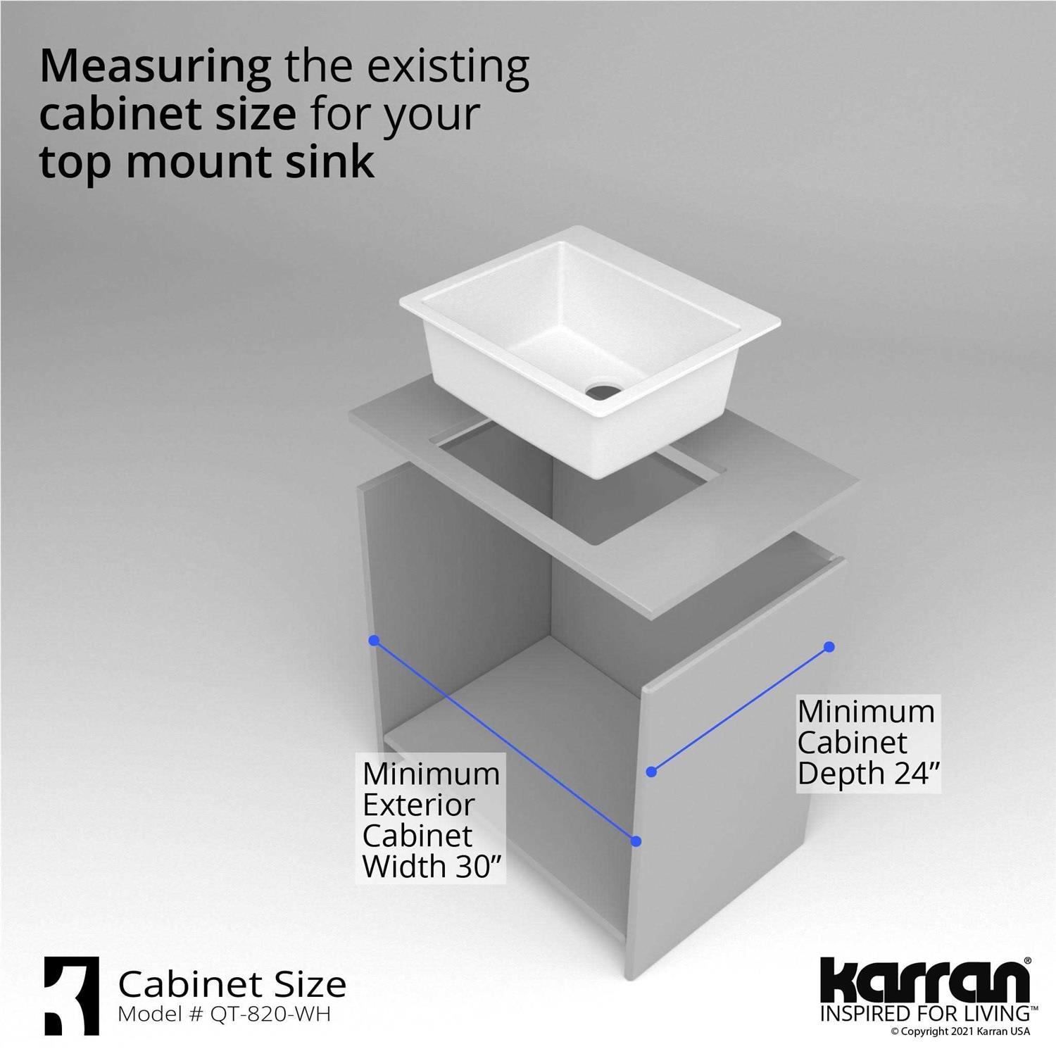Karran QT 820 Quartz 25 In. Single Bowl Drop-In Kitchen Sink QT-820 - Cheap Fitting