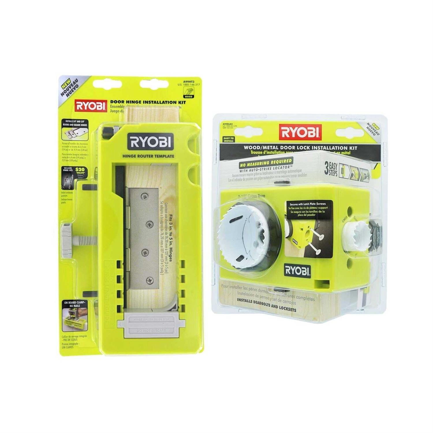 Ryobi A99ht2 Door Hinge Installation Kit/Mortiser Template Bundled with Ryobi A99dlk4 - Cheap Fitting