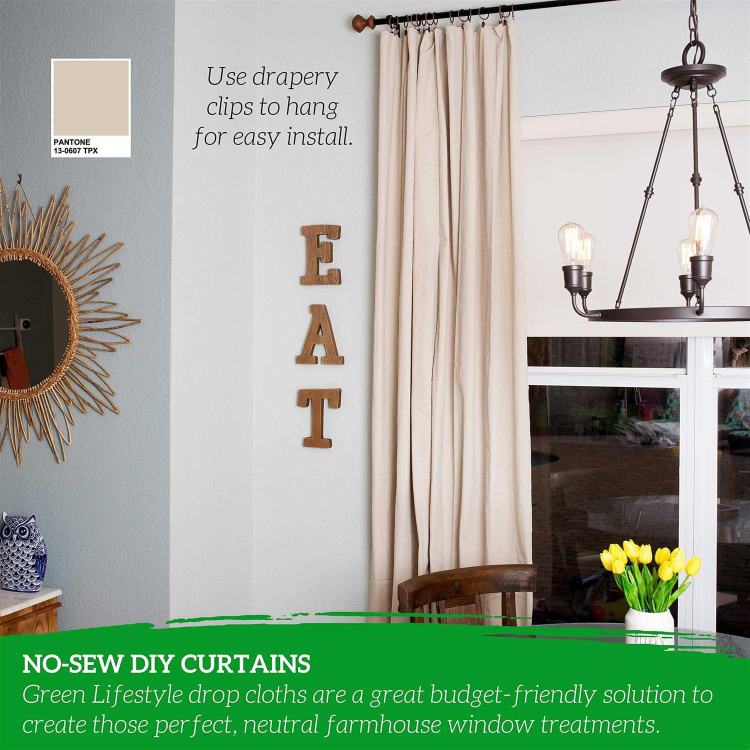 Green Lifestyle All Purpose Canvas Drop Cloth Canvas Tarp Canvas Fabric Drop Cloth Curtains - Cheap Fitting