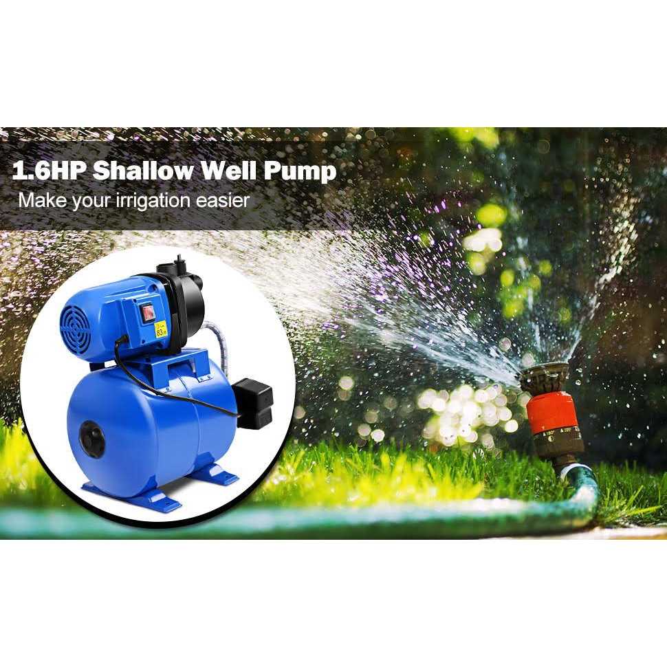 1200W 1.6HP Shallow Well Pump with Pressure Tank - Cheap Fitting