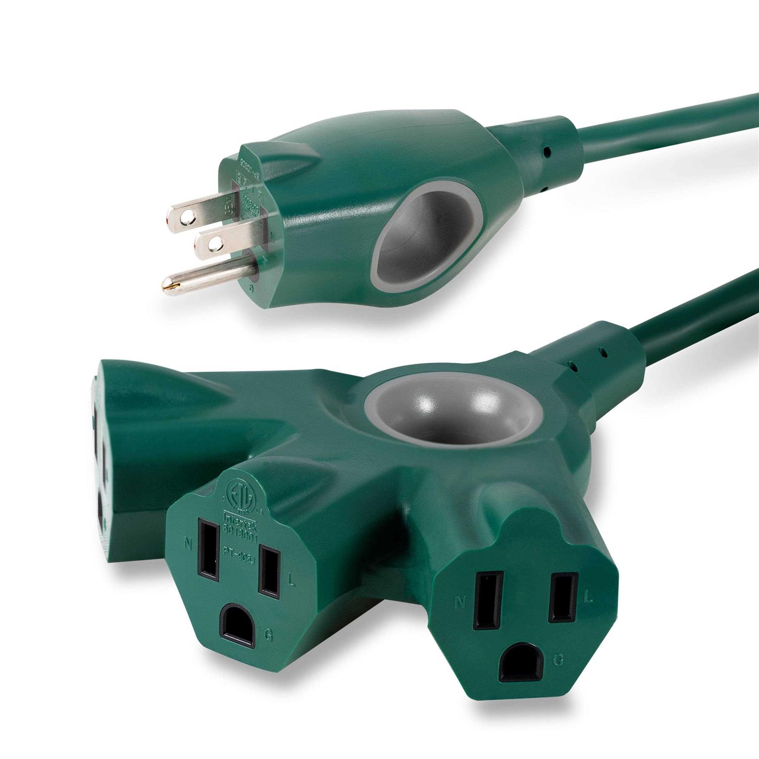 Philips EZGrip 3-Outlet 25ft Indoor/Outdoor Extension Cord Green - Cheap Fitting
