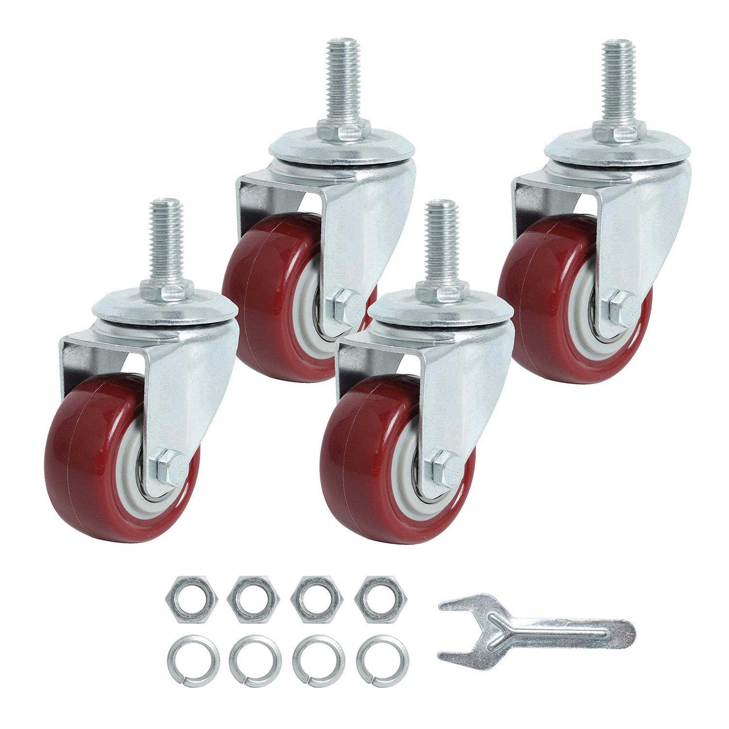 Finnhomy Swivel Caster Wheels 2 Inch Heavy Duty Threaded Stem Casters 1 Set of 4 Premium Polyurethane Wheels PU Load Bearing - Cheap Fitting