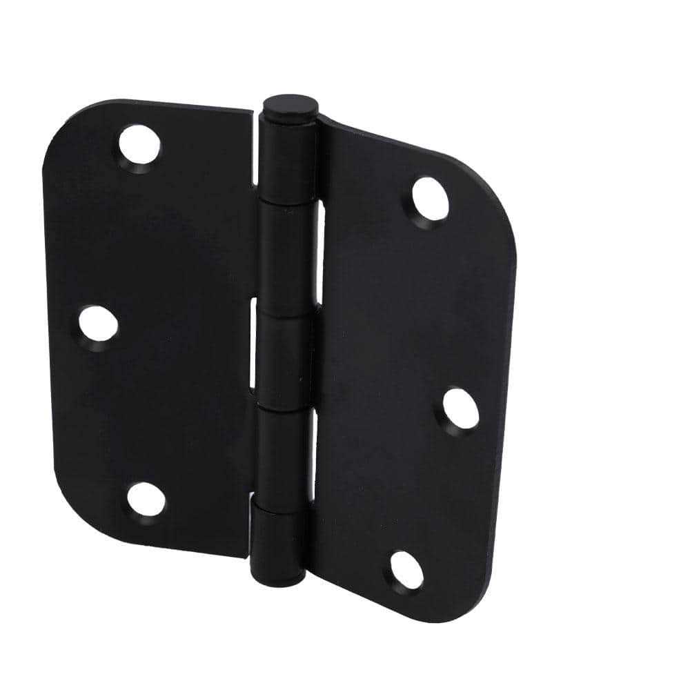 Everbilt 3-1/2 in. x 5/8 in. Radius Matte Black Squeak-Free Door Hinge - Cheap Fitting