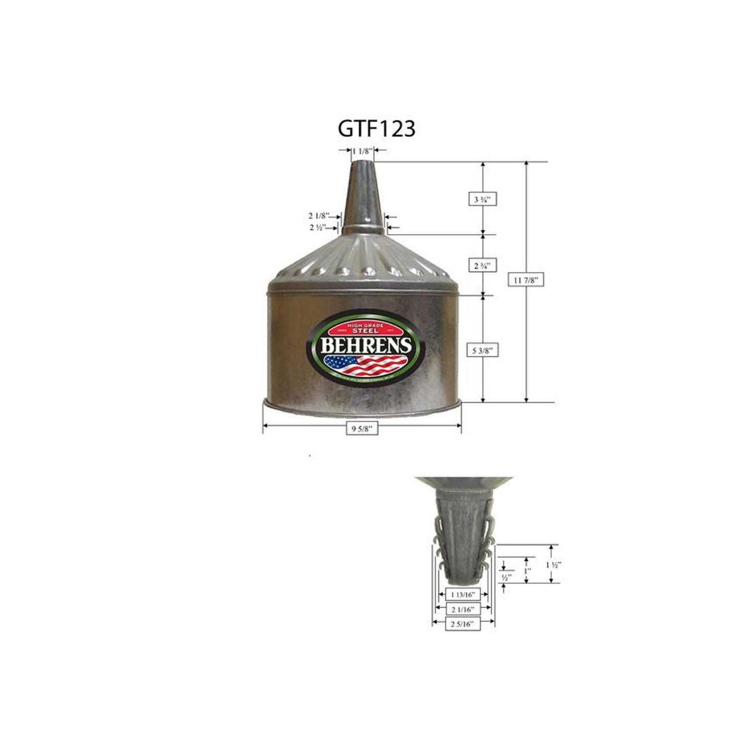 Behrens Galvanized Steel Lock-On Tractor Funnel - Cheap Fitting