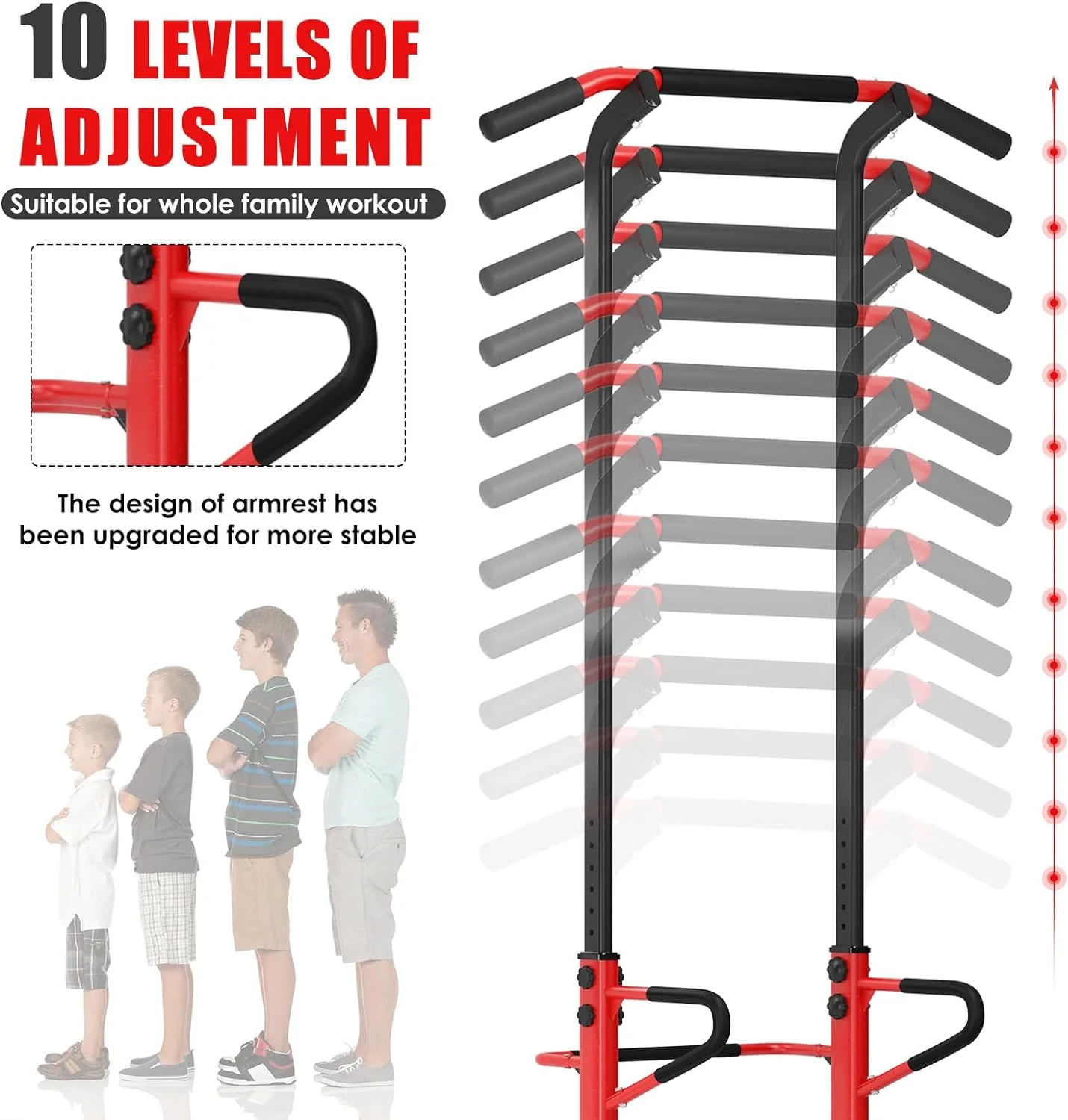 SOGES Height Adjustable Power Tower Dip Stands Pull up Bar Strength Training for Home Gym Black - Cheap Fitting