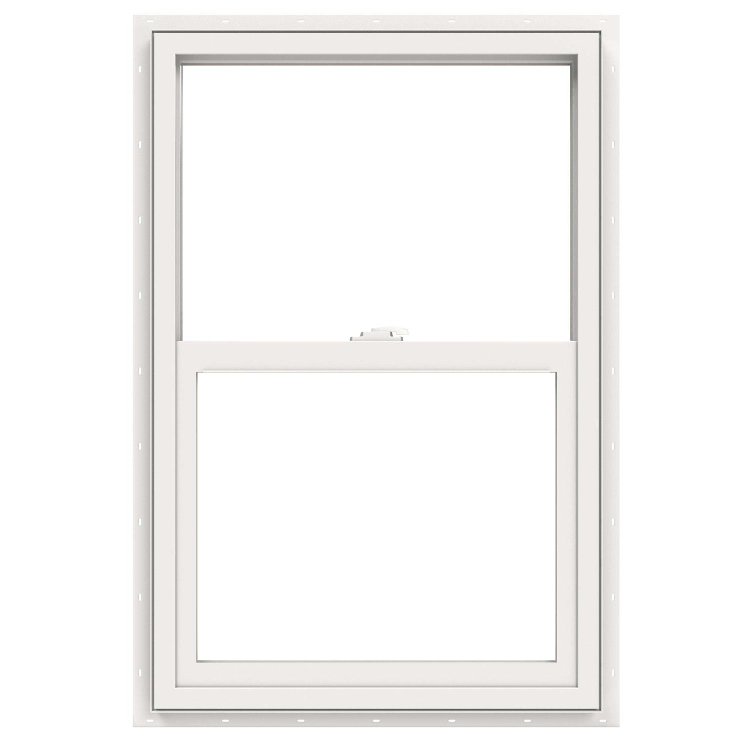 JELD-WEN V-2500 New Construction 35.5-in x 2.906-in Jamb White Vinyl Dual-pane Single Hung Window Full Screen Included LOWOLJW - Cheap Fitting